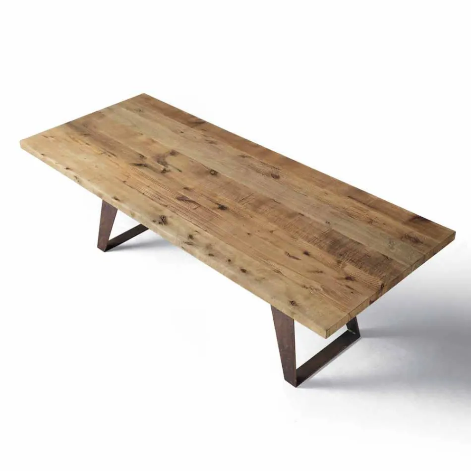 Modern design natural alder solid wood table, Antonio Viadurini