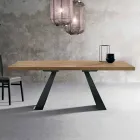 Modern table in knotted oak wood made in Italy, Zerba Viadurini