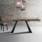 Modern table in knotted oak wood made in Italy, Zerba Viadurini