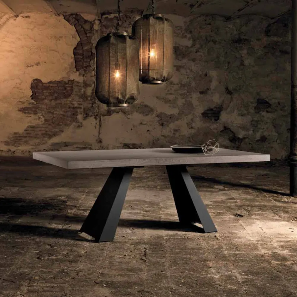Modern knotted oak table made in Italy Zerba Viadurini