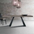 Modern table in knotted oak wood made in Italy, Zerba