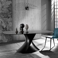 Modern design table in tempered glass made in Italy, Clark