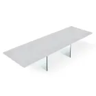 Modern Extendable Table to 300 cm in Laminate and Glass Made in Italy - Tear Viadurini
