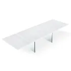 Modern Extendable Table to 300 cm in Laminate and Glass Made in Italy - Tear Viadurini