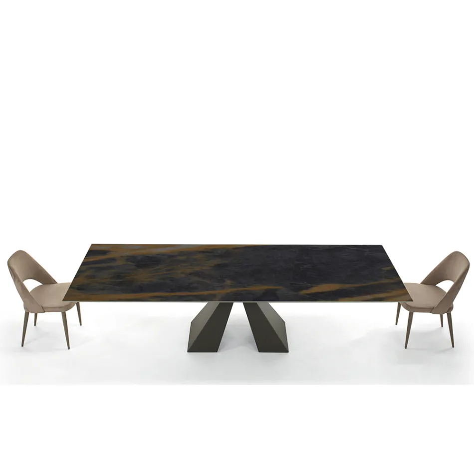 Modern Extendable Table up to 278 cm in Made in Italy Ceramic - Dalmatian Viadurini