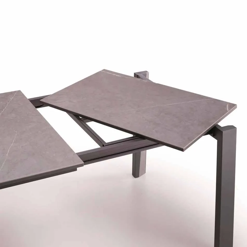 Modern extendable table in stoneware and beech wood made in Italy Duccio Viadurini