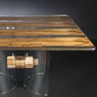 Modern in Venetian glass and Briccola wooden table Viadurini