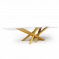 Modern table in glass and natural oak produced in Italy Acciano
