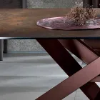 Modern glass-ceramic and metal table made in Italy, Dionigi Viadurini