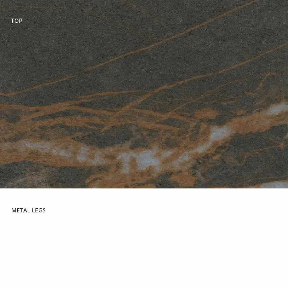 Modern glass-ceramic and metal table made in Italy, Dionigi Viadurini