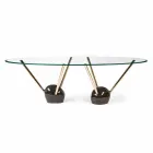 Oval design table with 100% Made in Italy Zoe glass top Viadurini