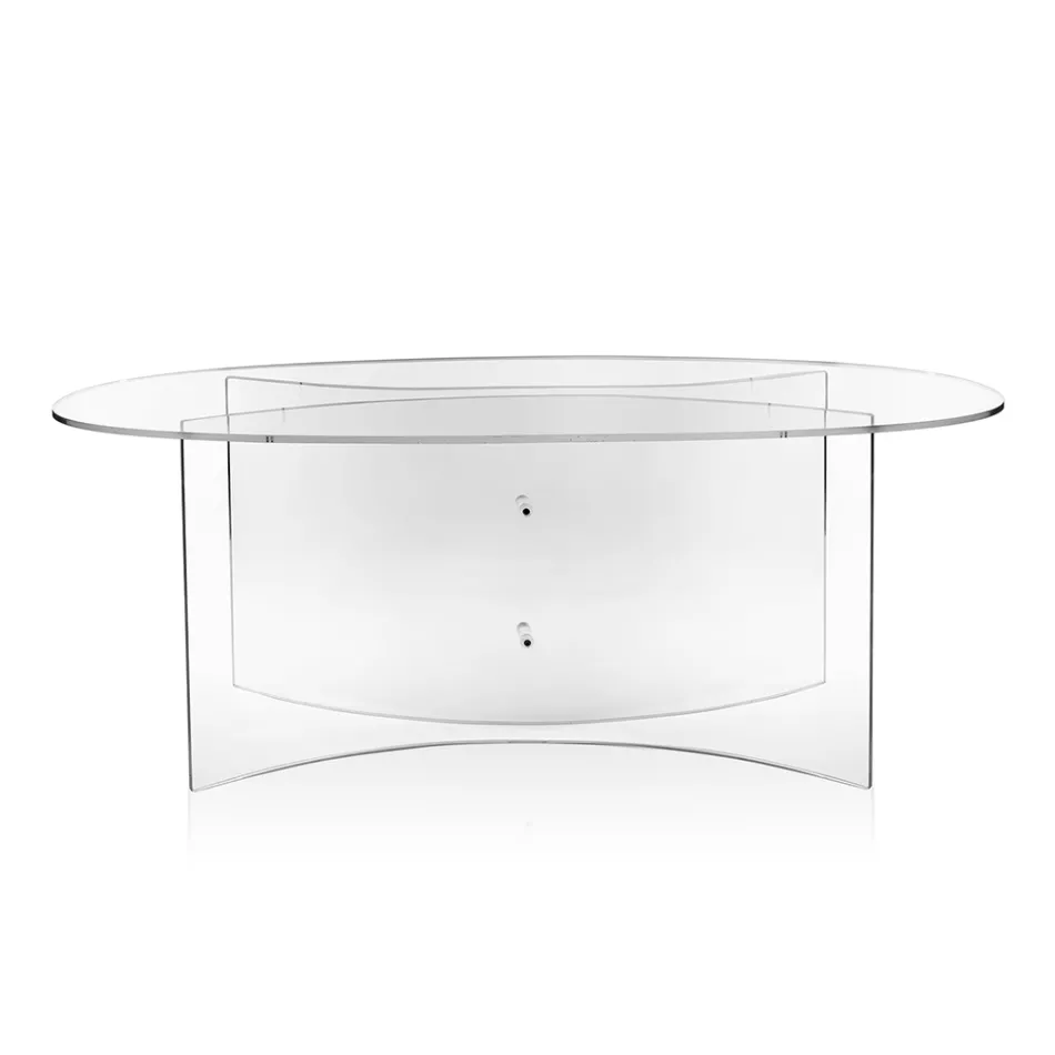 Oval Table in Transparent Plexiglass Made in Italy - Gabriela Viadurini