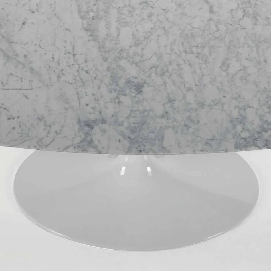 Modern Oval Table in Carrara Marble or Black Marquinia Made in Italy - Dollars Viadurini