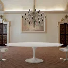 Modern Oval Table in Carrara Marble or Black Marquinia Made in Italy - Dollars Viadurini