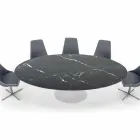 Modern Oval Table in Carrara Marble or Black Marquinia Made in Italy - Dollars Viadurini