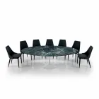 Modern Oval Table in Carrara Marble or Black Marquinia Made in Italy - Dollars Viadurini
