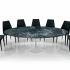 Modern Oval Table in Carrara Marble or Black Marquinia Made in Italy - Dollars Viadurini