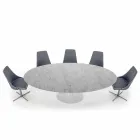 Modern Oval Table in Carrara Marble or Black Marquinia Made in Italy - Dollars Viadurini