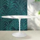 Oval Tulip Saarinen Table H 74 cm in Florim Statuario Lucido Ceramic - Scarlet Viadurini