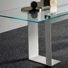 Table Top in Extra-clear Glass and Metal Legs 3 Finishes 4 Sizes - Speck Viadurini