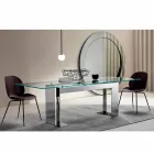 Table Top in Extra-clear Glass and Metal Legs 3 Finishes 4 Sizes - Speck Viadurini