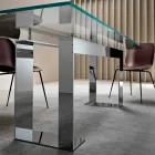 Table Top in Extra-clear Glass and Metal Legs 3 Finishes 4 Sizes - Speck Viadurini