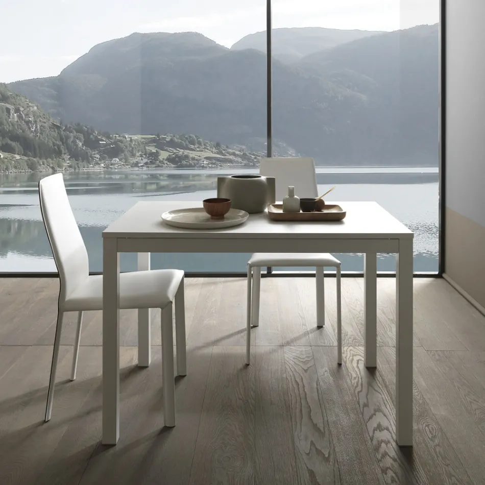Extendable Dining Table 190 cm Metal and Wood Made in Italy - Euclidean Viadurini
