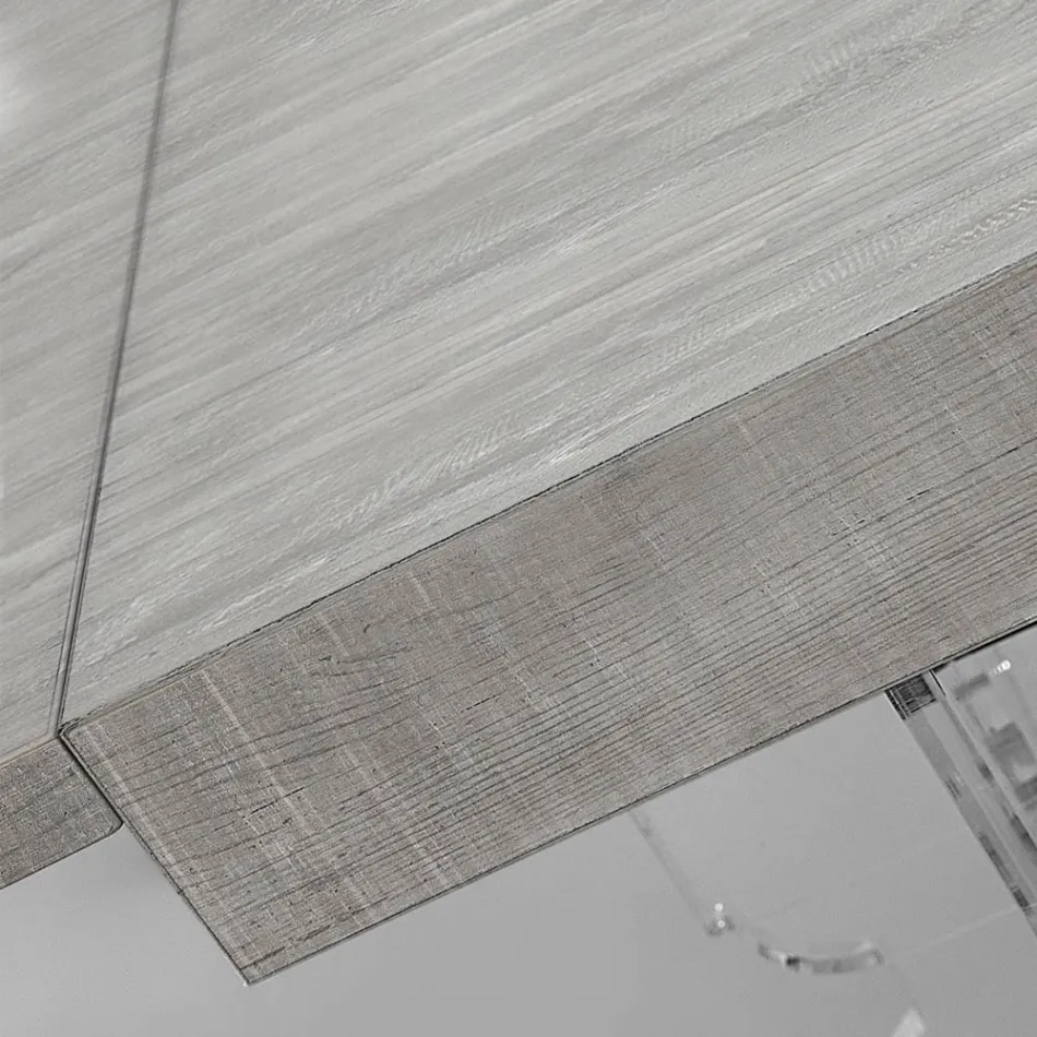 Extendable Dining Table to 255 cm in Plexiglass and Wood Made in Italy - Francoise Viadurini