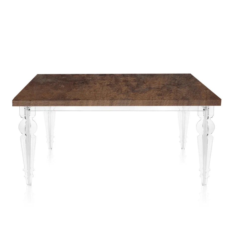 Extendable Dining Table to 255 cm in Plexiglass and Wood Made in Italy - Francoise Viadurini