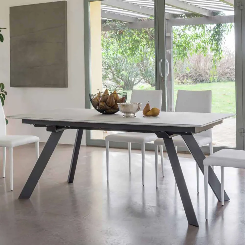 Extendable Dining Table Ceramic Top up to 2.8 m Made in Italy - Paoluccio Viadurini
