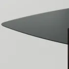 Dining Table with Square Glass Top and Wooden Base Made in Italy - Kuadro Viadurini