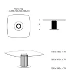Dining Table with Square Glass Top and Wooden Base Made in Italy - Kuadro Viadurini