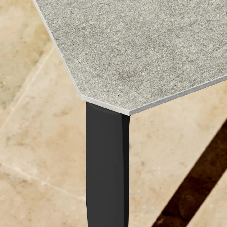 Garden Dining Table in Aluminum and Hpl or Gres, Various Finishes - Filomena Viadurini