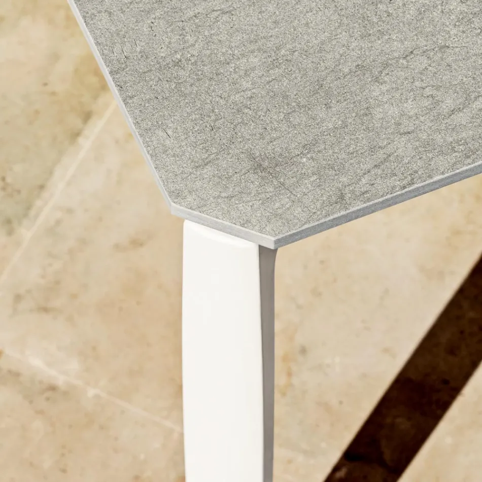 Garden Dining Table in Aluminum and Hpl or Gres, Various Finishes - Filomena Viadurini