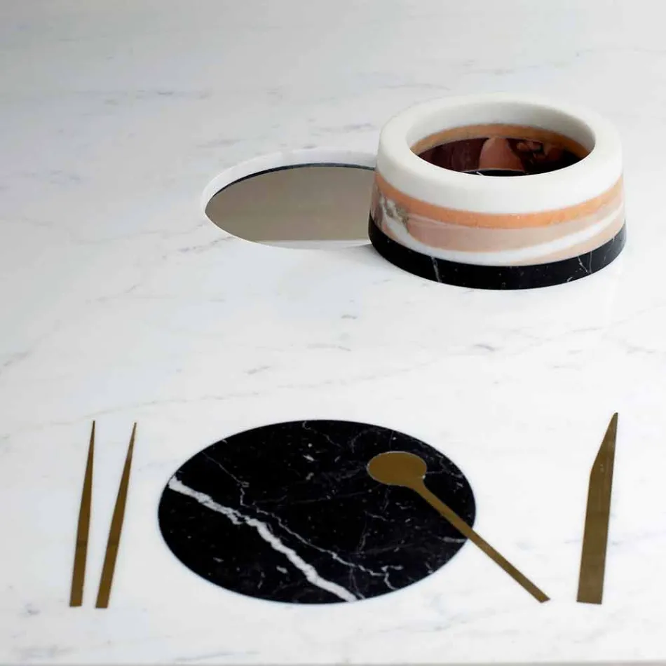 Square Dining Table with Vase and Marble Inlay 140 cm Luxury - Vesuvio Viadurini
