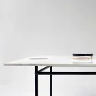 Square Dining Table with Vase and Marble Inlay 140 cm Luxury - Vesuvio Viadurini