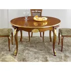 Round Extendable Dining Table 240 cm in Wood Made in Italy - Baroque Viadurini