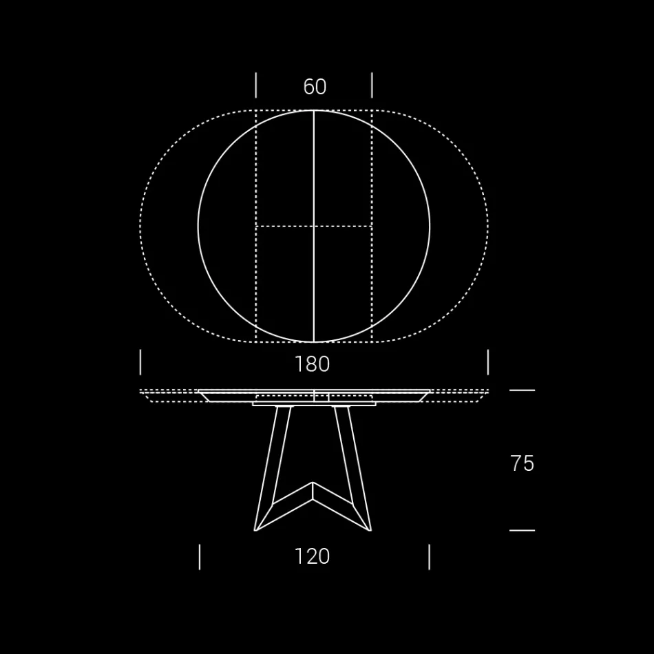Round Dining Table with Extendable Top to 180 cm Made in Italy - Muschio Viadurini