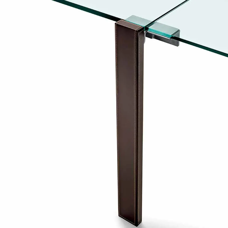 Extendable Rectangular Table in Transparent Glass Made in Italy - Sopot Viadurini