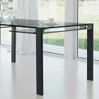 Extendable Rectangular Table in Transparent Glass Made in Italy - Sopot Viadurini