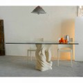 Rectangular dining table with natural stone base Ascanio,made in Italy