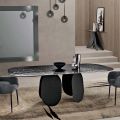 Rectangular Table in Hammered Glass Back-Silvered Made in Italy - Almo