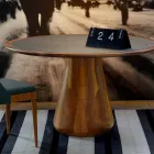 Round table with solid natural walnut wood top, Carlo Viadurini