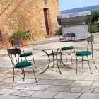 Round Outdoor Table with Travertine Top Made in Italy - Scotland Viadurini