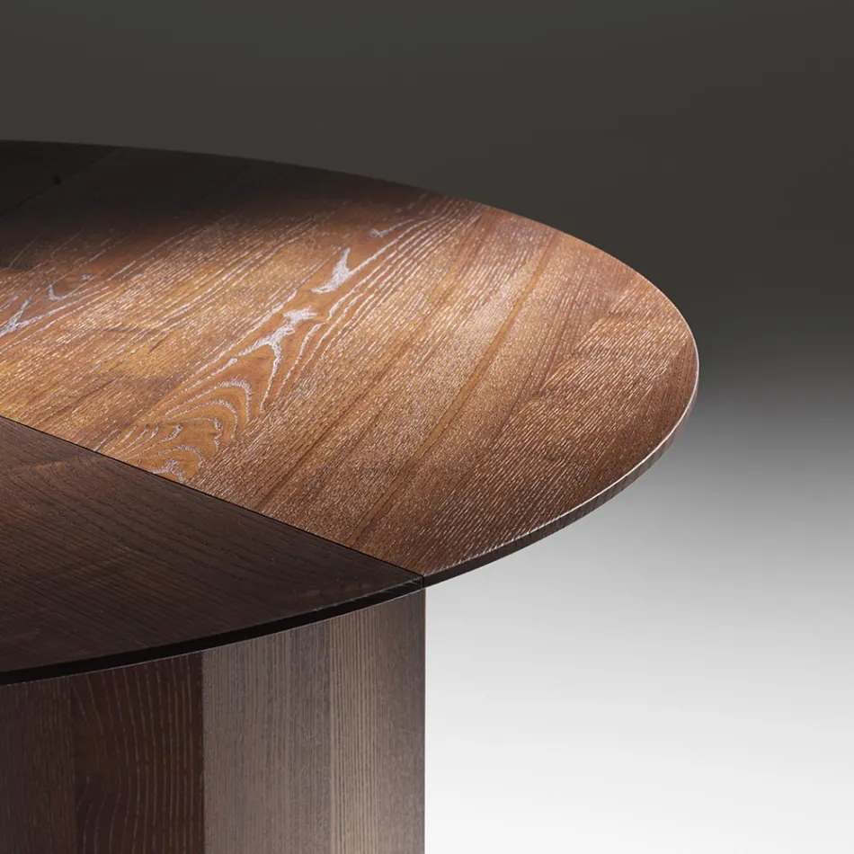 Round Dining Table in Ash Veneered Plywood - Libra Viadurini