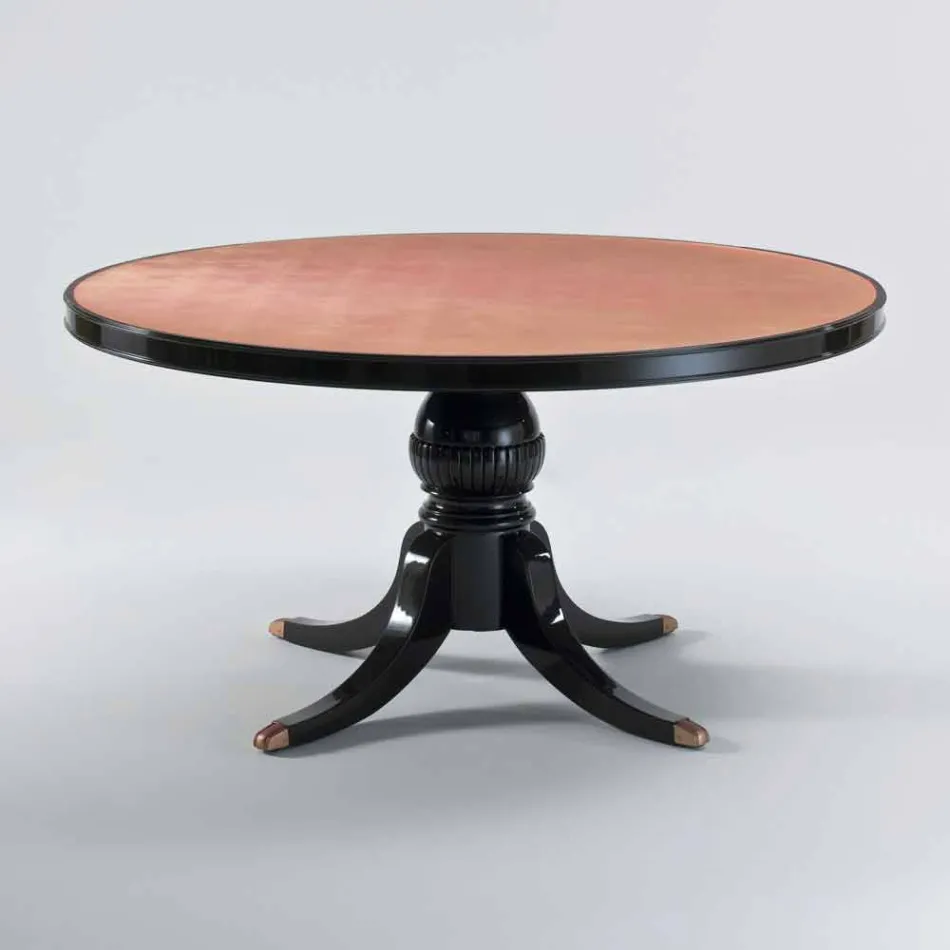 Classic design round table in polished mahogany, diameter 150cm, Akim Viadurini
