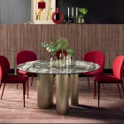 Fixed Round Table with Ceramic Top Made in Italy - Scissors Viadurini