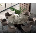 Fixed Round Table in Ceramic and Steel Made in Italy - Scissors Viadurini