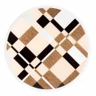 Modeno round table with glass top and Ozzy wood inlays Viadurini