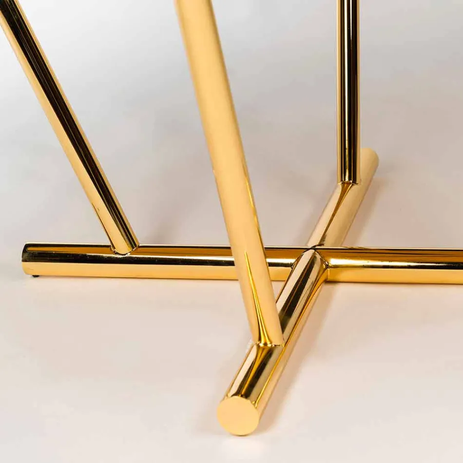 Modeno round table with glass top and Ozzy wood inlays Viadurini